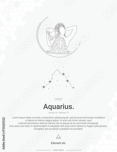 Zodiac sign constellations Aquarius vector illustration wall decor ideas