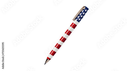 Pen in American flag cut out. Isolated pen in US flag