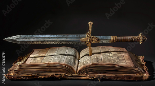 
livro dobrado aberto de São Jorge com espada erguida photo