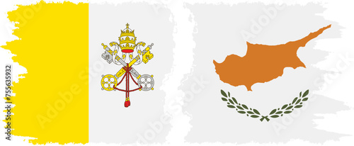 Cyprus and Vatican grunge flags connection vector