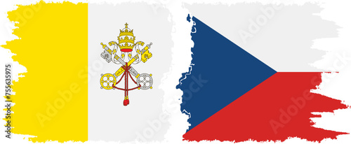 Czech and Vatican grunge flags connection vector