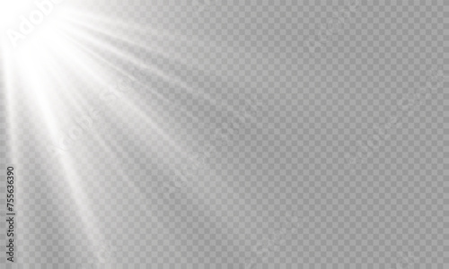 Light Vector with Sun Glare. Sun, Sunrays, and Glare in PNG Format. Gold Flare and Glare. 