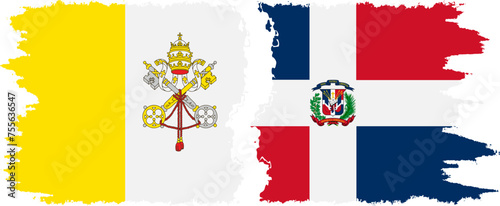 Dominican Republic and Vatican grunge flags connection vector