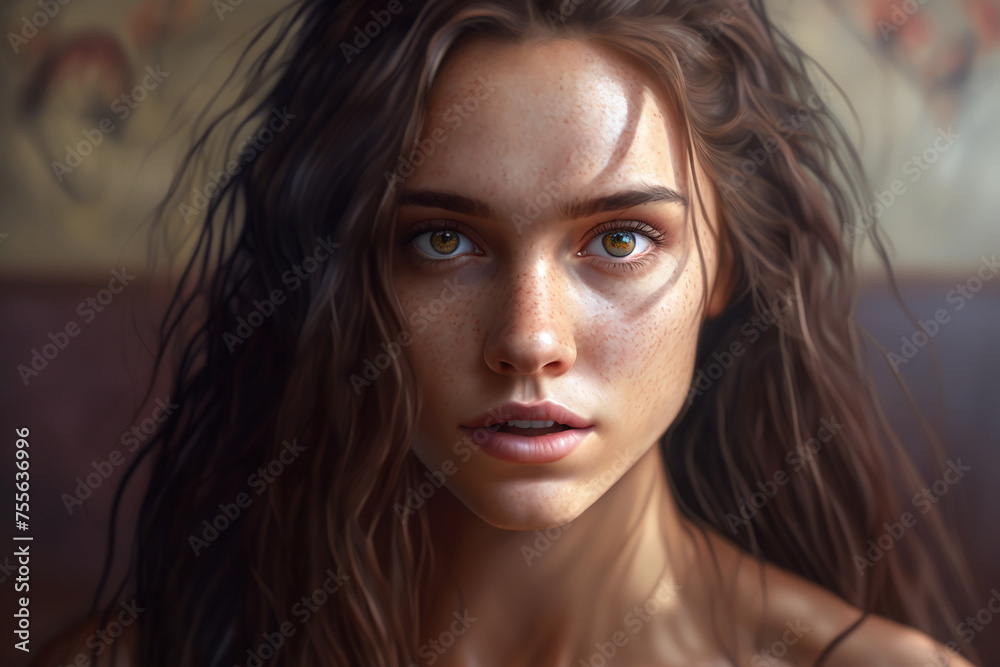 Portrait of a beautiful, sexy girl with dark hair. Portrait of a beautiful, sexy girl with dark hair.