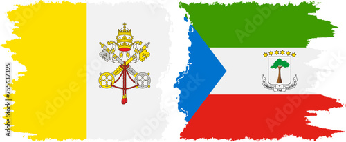 Equatorial Guinea and Vatican grunge flags connection vector