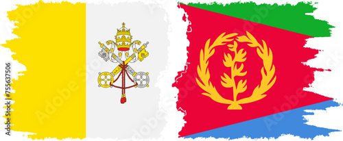 Eritrea and Vatican grunge flags connection vector