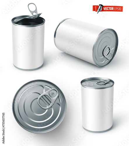 Vector realistic illustration of tin cans on a white background.
