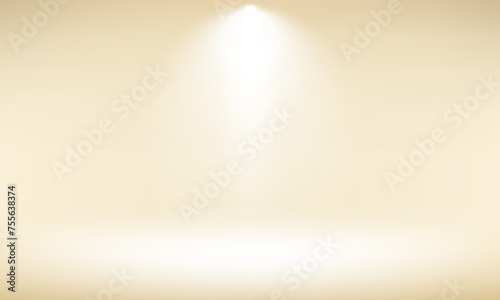 Empty Cream studio room background. Abstract studio room platform design. Empty room with light effect. Use for product display presentation  cosmetic display mockup  showcase  media banner  etc.