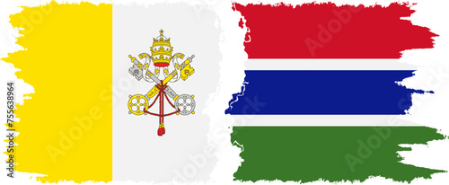 Gambia and Vatican grunge flags connection vector