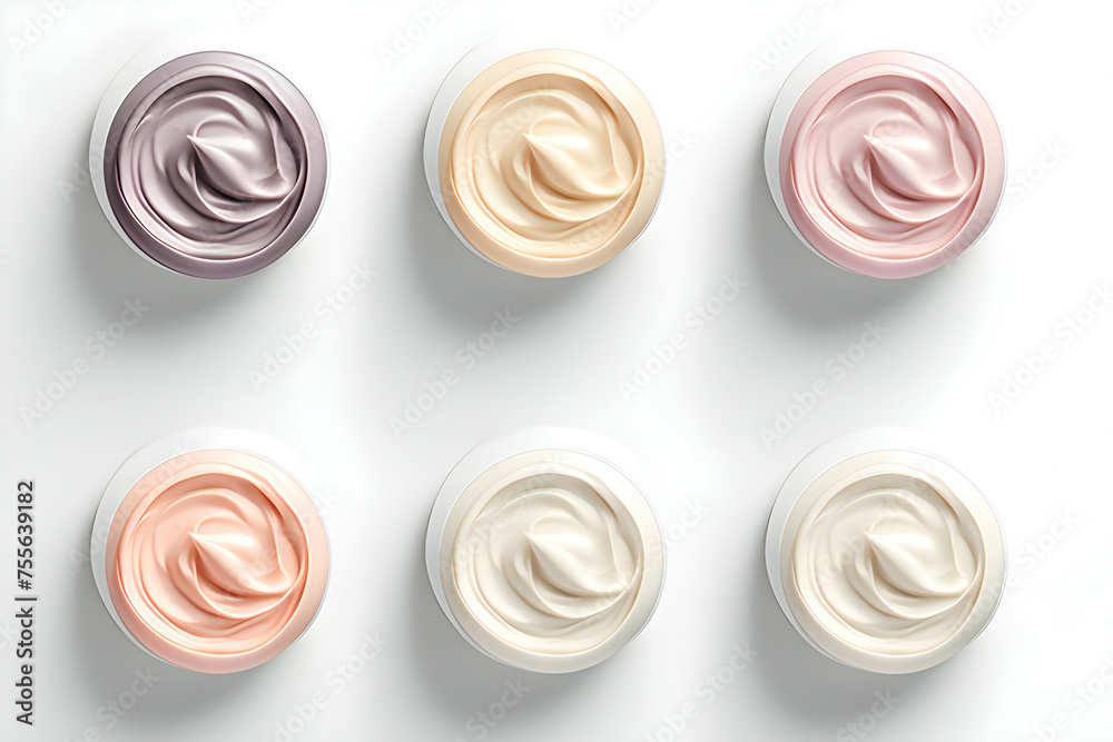close-up of a palette of cream testers, generated by AI. 3D illustration close-up of a palette of cream testers, generated by AI. 3D illustration