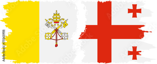 Georgia and Vatican grunge flags connection vector
