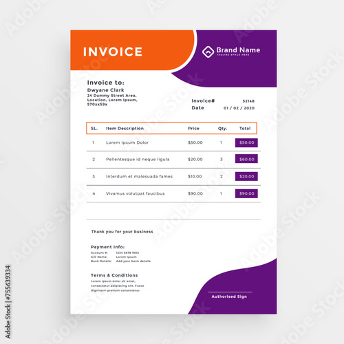 Business invoice form template. Invoicing quotes, money bills or price invoices and payment agreement design templates. Tax form, bill graphic or payment receipt page vector set