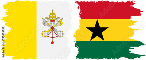 Ghana and Vatican grunge flags connection vector