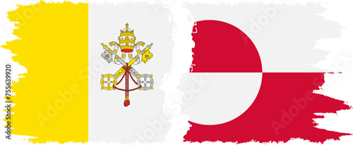 Greenland and Vatican grunge flags connection vector