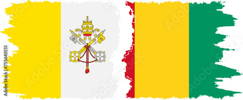 Guinea and Vatican grunge flags connection vector