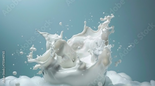 Milk Splash: Dynamic Liquid White Waves, Suitable for Dairy Product and Freshness Themes