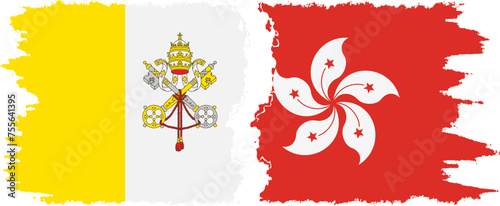 Hong Kong and Vatican grunge flags connection vector photo