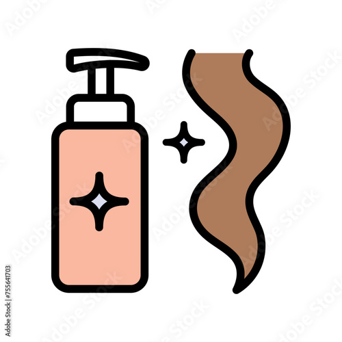 Hair care icon, loss treatment, moisturizing and applying creatine, healthy roots, serum for follicle, color symbol