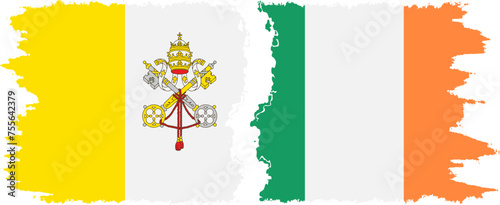 Ireland and Vatican grunge flags connection vector