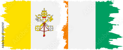 Ivory Coast and Vatican grunge flags connection vector