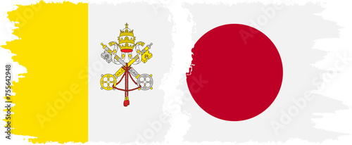 Japan and Vatican grunge flags connection vector