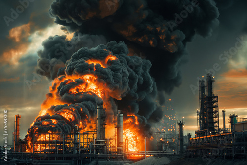 Catastrophic Fire Outbreak at Industrial Oil Refinery Plant
