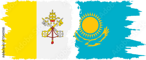 Kazakhstan and Vatican grunge flags connection vector