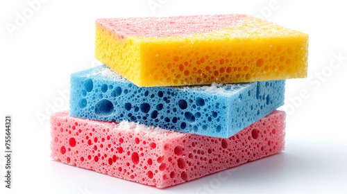 sponges for dishwashing isolated on a white background, household concept 