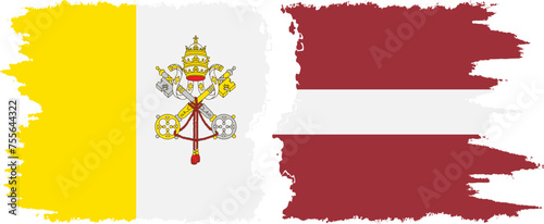 Latvia and Vatican grunge flags connection vector