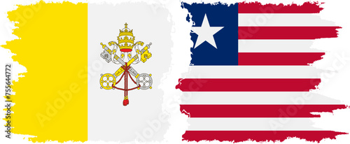 Liberia and Vatican grunge flags connection vector