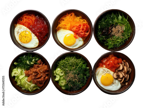 healthy diet bowl collection set isolated on transparent background, transparency image, removed background