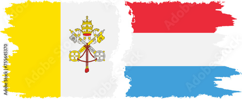 Luxembourg and Vatican grunge flags connection vector