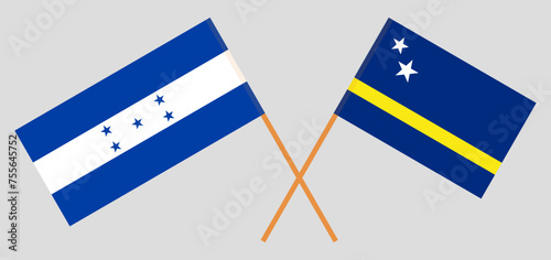 Crossed flags of Honduras and Country of Curacao. Official colors. Correct proportion