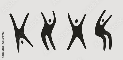 Set of cheerful abstract silhouettes of people. Hand-drawn elements for decor. Vector illustration.	