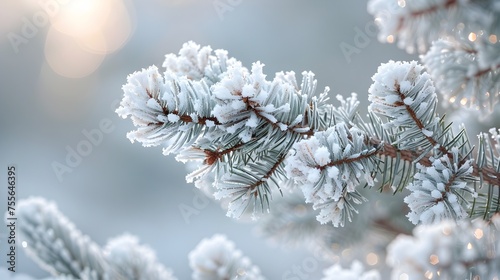 A branch of a tree covered in snow © Wuttichai