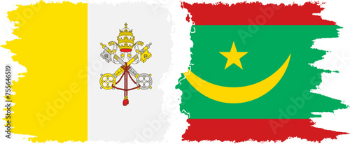 Mauritania and Vatican grunge flags connection vector