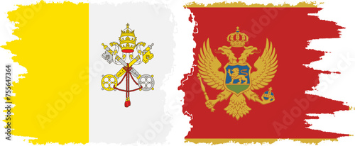 Montenegro and Vatican grunge flags connection vector