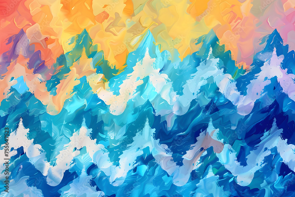 Fototapeta premium Abstract background with a zigzag design of color palette reminiscent of a summer beach scene 