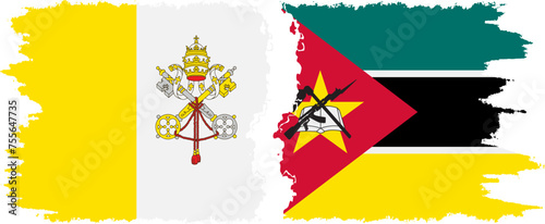 Mozambique and Vatican grunge flags connection vector