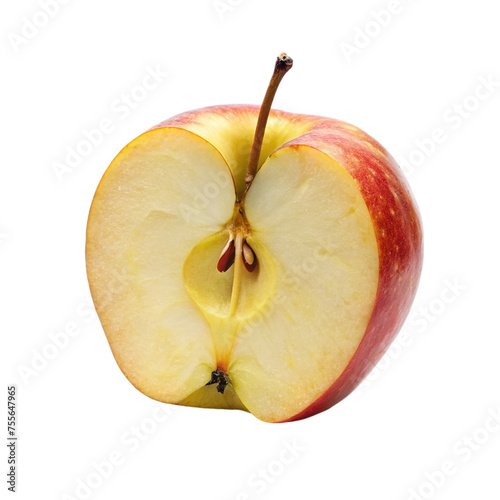 Half of red apple on transparent background.