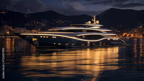 Luxury yacht for traveling the sea in the moonlight © Taisiia
