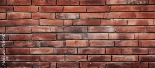 A red brick wall is shown without any mortar, highlighting the raw and rugged texture of the bricks. The absence of mortar creates a unique visual appeal, emphasizing the individual bricks forming the photo