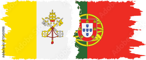 Portugal and Vatican grunge flags connection vector