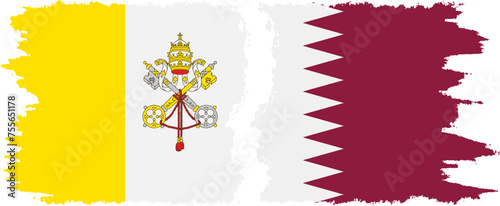 Qatar and Vatican grunge flags connection vector