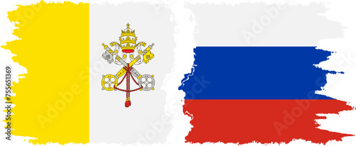 Russia and Vatican grunge flags connection vector