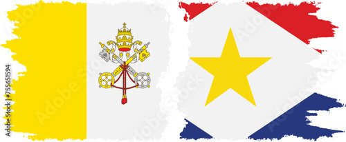 Saba and Vatican grunge flags connection vector