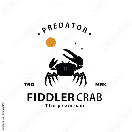 vintage retro hipster fiddler crab logo vector outline silhouette art icon photo