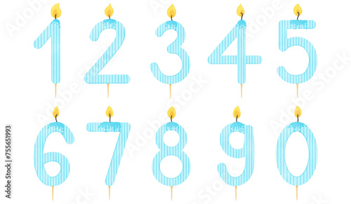 Birthday candle numbers, burning birthday candle, birthday candles, numbers candle © Jun June