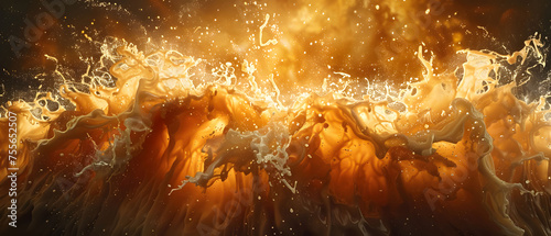 A breathtaking liquid explosion frozen in time, captured with an ultra-wide lens that distorts and exaggerates the massive scale. Streams of golden lemon juice arc through the air in suspended tendril