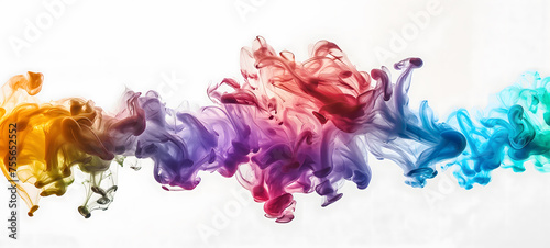 Colorful Smoke Patterns Flowing Against White Background